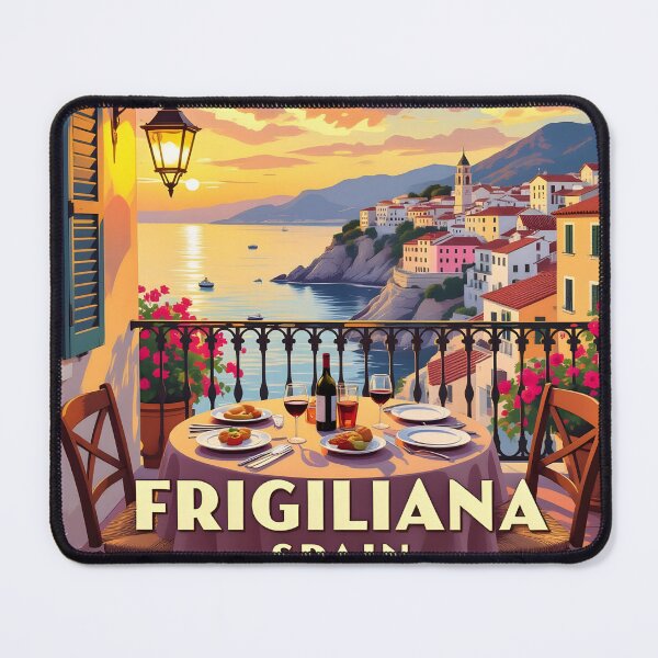 Item preview, Frigiliana, Spain: Harbour Balcony Dining Vintage-Style Painterly Travel Poster designed and sold by LSVart.