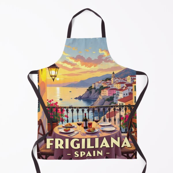 Item preview, Frigiliana, Spain: Harbour Balcony Dining Vintage-Style Painterly Travel Poster designed and sold by LSVart.