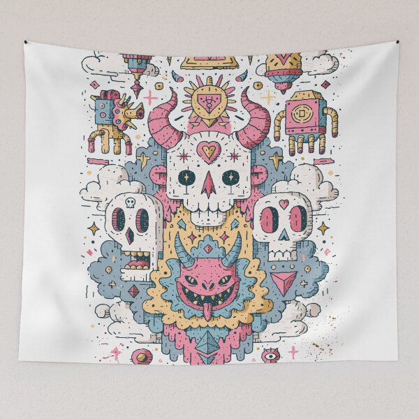 Item preview, Vibrant Surreal Monster Skull Art designed and sold by Romgora.