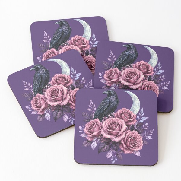 Item preview, Gothic Raven Roses Crescent Moon designed and sold by SasmitaStudioCo.