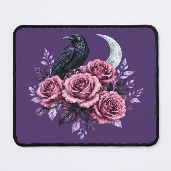 Item preview, Gothic Raven Roses Crescent Moon designed and sold by SasmitaStudioCo.
