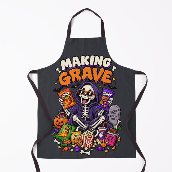 Item preview, Making Grave Decisions Skeleton Snack | Funny Halloween Graphic Tee | Spooky Food Lover Streetwear designed and sold by warlistop.