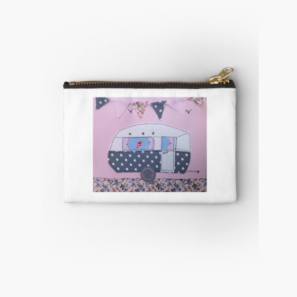 Item preview, Fabric Embroidered Grey Dotty Caravan  designed and sold by Leatextileart.