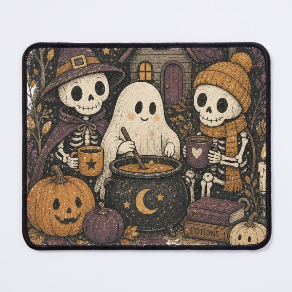 Item preview, Cozy Ghost Friends Autumn Vignette – Folk Art Halloween Scene designed and sold by MOCH- ART.