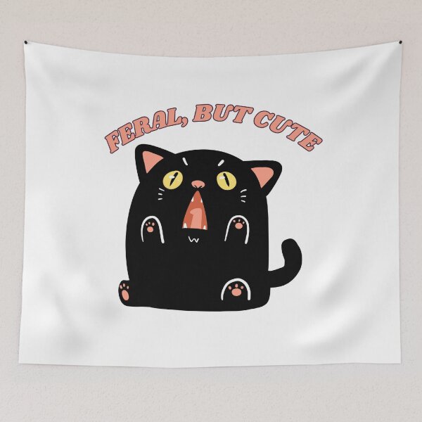 Item preview, Funny Feral Black Cat Yelling designed and sold by CursedButCute1.