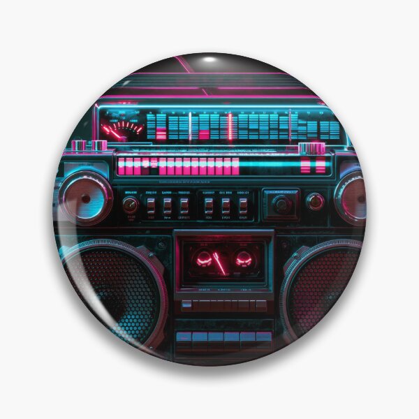 Item preview, Synthwave Boombox Neon Pink Cyan Retro 80s Art designed and sold by FrostyFrisby.
