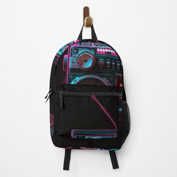 Item preview, Synthwave Boombox Neon Pink Cyan Retro 80s Art designed and sold by FrostyFrisby.