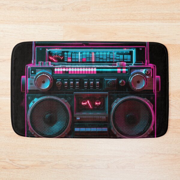 Item preview, Synthwave Boombox Neon Pink Cyan Retro 80s Art designed and sold by FrostyFrisby.
