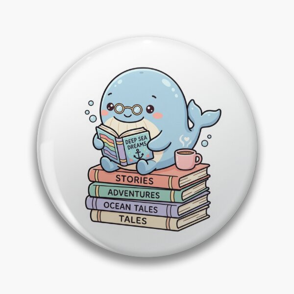 Item preview, Cute Whale Reading Books Kawaii Bookworm designed and sold by ajamzbox.