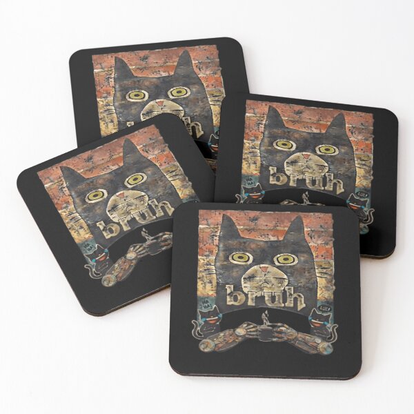 Item preview, Funny Bruh Cat Coffee Meme Retro Grunge Art designed and sold by DailySparks.
