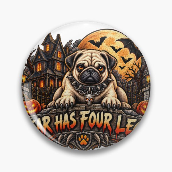 Item preview, Fear Has Four Legs Pug Halloween Guard Dog Scary Pug Halloween Shirt designed and sold by KnrNazimTHRE4DS.