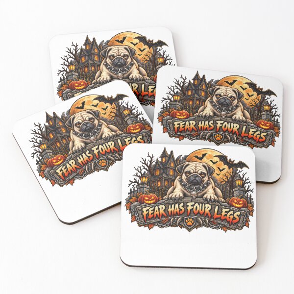 Item preview, Fear Has Four Legs Pug Halloween Guard Dog Scary Pug Halloween Shirt designed and sold by KnrNazimTHRE4DS.