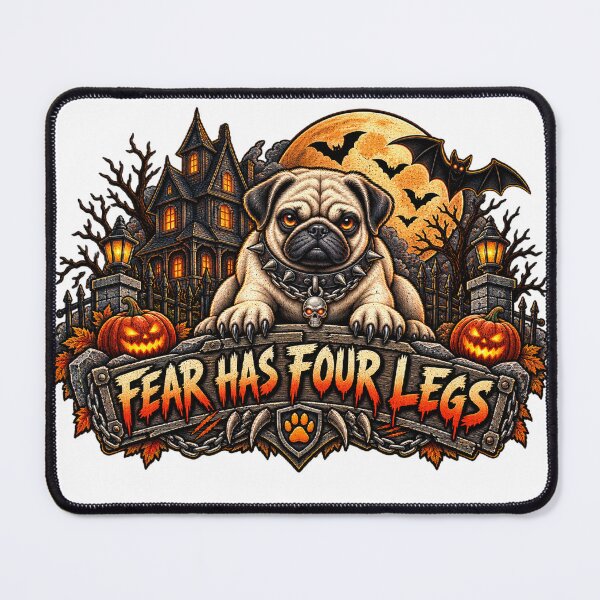 Item preview, Fear Has Four Legs Pug Halloween Guard Dog Scary Pug Halloween Shirt designed and sold by KnrNazimTHRE4DS.