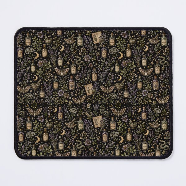 Item preview, midnight moths and moon garden vintage celestial botanical pattern designed and sold by moth and mantle.