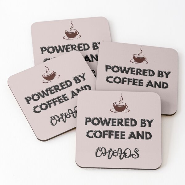 Item preview, Powered by Coffee and Chaos Funny Quote designed and sold by CoffeeAndChao.