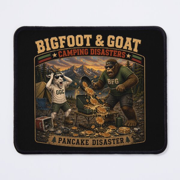 Item preview, Bigfoot And Goat Pancake Disaster Funny Camping Breakfast designed and sold by NicheBloom.