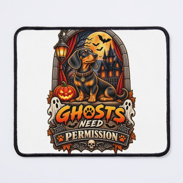 Item preview, Ghosts Need Permission Dachshund Halloween Guard Dog Spooky Shirt designed and sold by KnrNazimTHRE4DS.