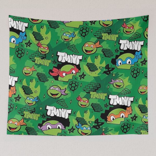 Item preview, A Playful and Colorful Graphic Design Featuring Iconic Teenage Mutant Ninja Turtles with a Bright Green Background and Fun Patterns Representing Their Adventures designed and sold by Matt_Smith.