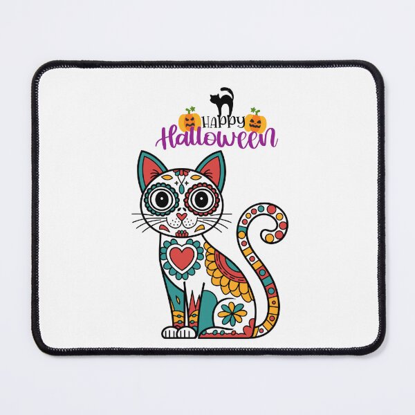 Item preview, Halloween Sugar Skull Cat designed and sold by Sela Art .