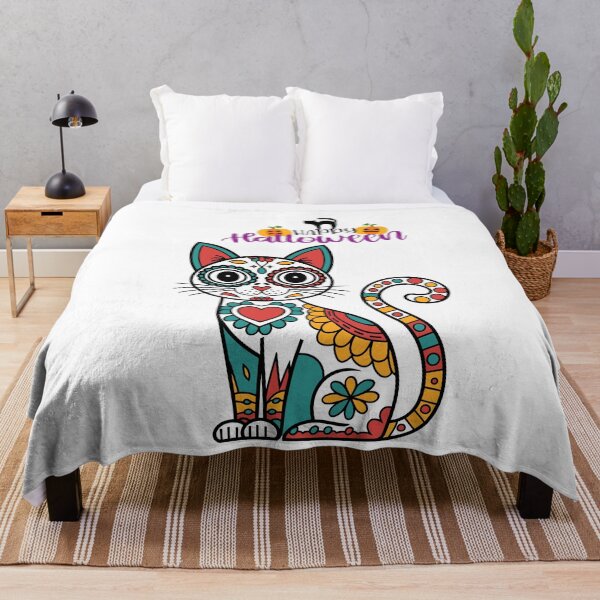 Item preview, Halloween Sugar Skull Cat designed and sold by Sela Art .