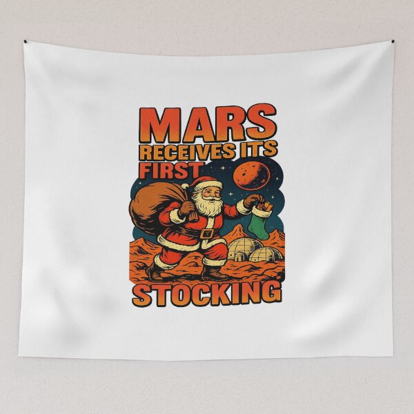 Artikelvorschau, Mars erhält seinen ersten Strumpf Santa Mars Weihnachts-Weltraum-Humor entworfen und verkauft von ColeLaniTrading.
