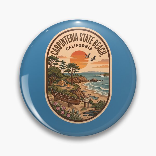 Item preview, Carpinteria State Beach California Vintage Camping Travel Badge designed and sold by LittleArij.