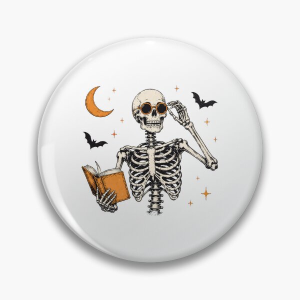 Item preview, Vintage Halloween Skeleton Reading Book with Sunglasses & Moon designed and sold by MAPDDesigns.