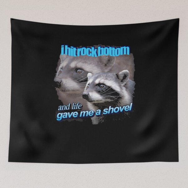 Item preview, Rock Bottom Raccoon Meme designed and sold by DheninStudio.