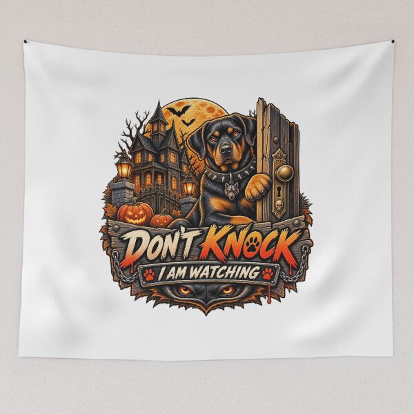 Item preview, Don't Knock I Am Watching Rottweiler Halloween Guard Dog Scary Shirt designed and sold by KnrNazimTHRE4DS.