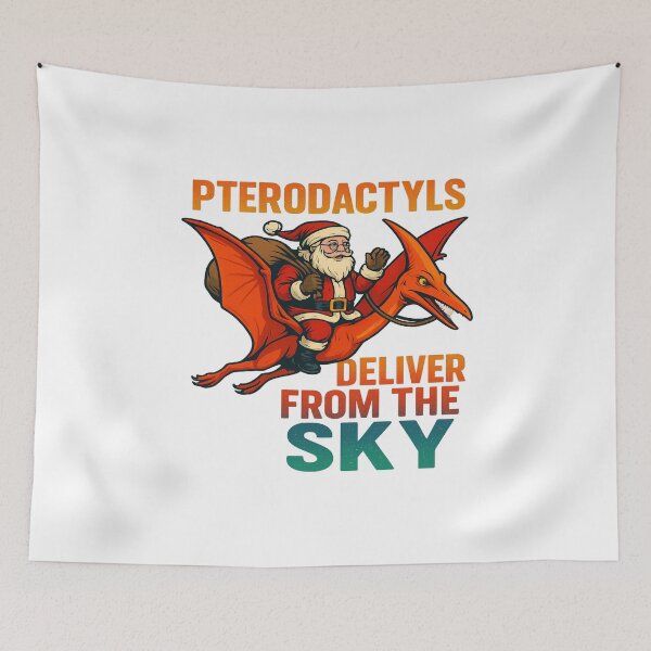 Item preview, Pterodactyls Deliver From The Sky Santa Dinosaur Christmas designed and sold by ColeLaniTrading.
