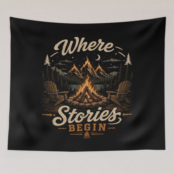 Item preview, Where Stories Begin- Campfire Nights designed and sold by Side Quest Co..
