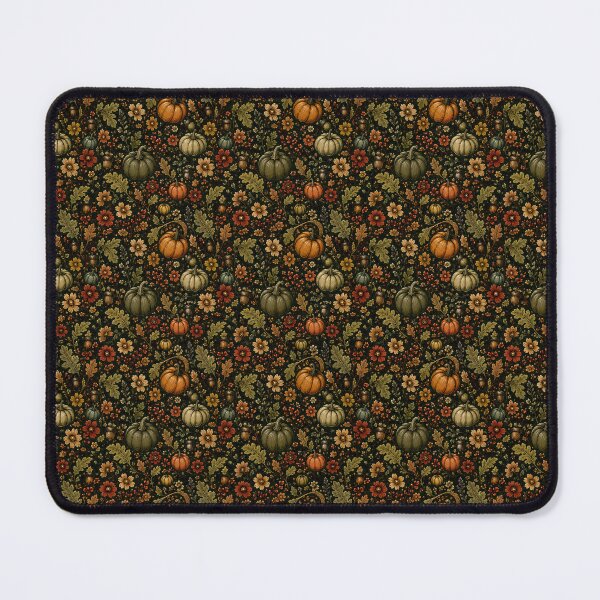 Item preview, vintage pumpkin botanical dark autumn floral pattern designed and sold by moth and mantle.
