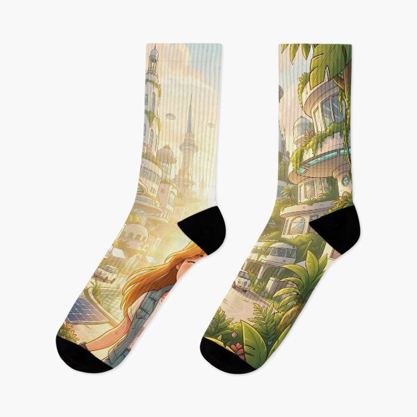 Item preview, Solarpunk Dreams: Bright Eco Future City designed and sold by Serene Strokes Art.