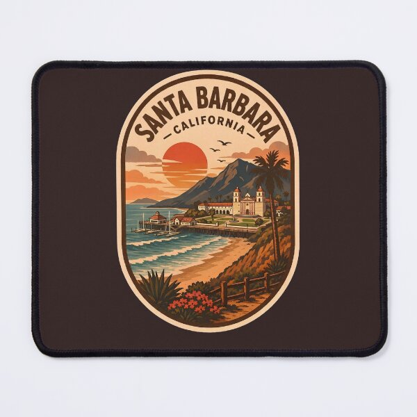 Item preview, Santa Barbara California Vintage Mission & Wharf Travel Badge designed and sold by LittleArij.