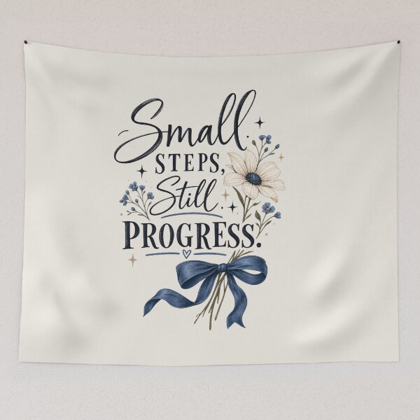 Item preview, Small Steps Still Progress – Motivational Typography Floral Aesthetic Quote designed and sold by MUSA'S.