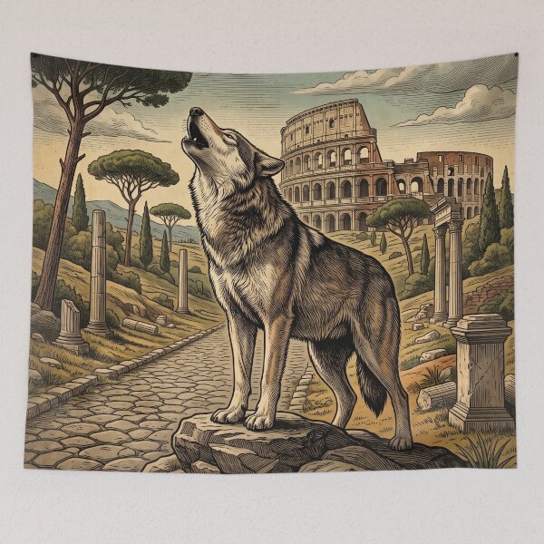 Item preview, Vintage Rome Howling Wolf Travel Art designed and sold by ZUMERI.