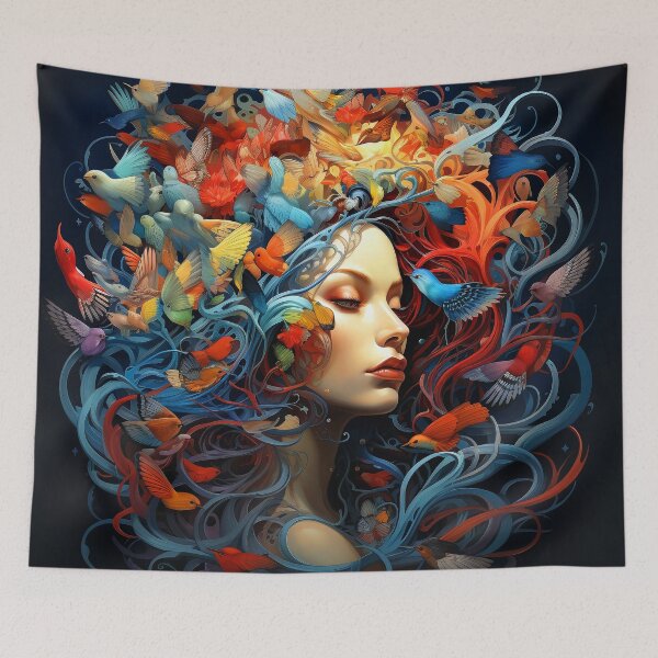 Item preview, Imaginary Surreal World Fantasy Female With Birds Dream designed and sold by DEC02.