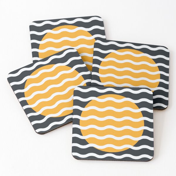 Item preview, Modern Minimalist Sunset Over Waves - Charcoal and Sunburst Orange Abstract Midnight Monochrome designed and sold by nineFlorals.