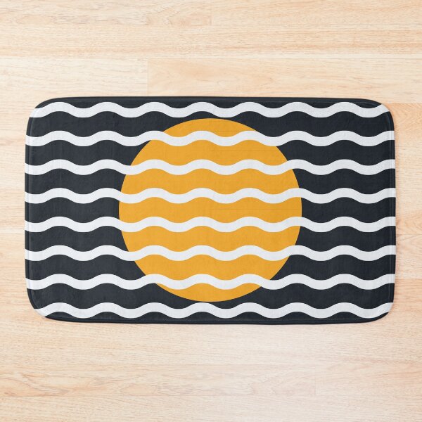 Item preview, Modern Minimalist Sunset Over Waves - Charcoal and Sunburst Orange Abstract Midnight Monochrome designed and sold by nineFlorals.