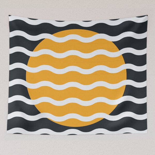 Item preview, Modern Minimalist Sunset Over Waves - Charcoal and Sunburst Orange Abstract Midnight Monochrome designed and sold by nineFlorals.