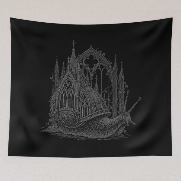 Item preview, Gothic Cathedral Snail – Victorian Dark Art Engraving designed and sold by laika-et-al.