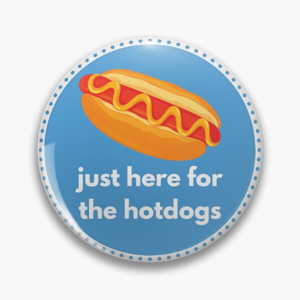Item preview, "just here for the hotdogs" UNC Tailgate Button designed and sold by livrobdesign.