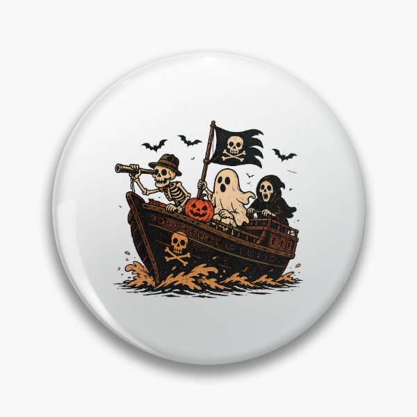 Item preview, Halloween Pirate Ghost Ship with Skeleton Crew, Ghost & Grim Reaper designed and sold by MAPDDesigns.