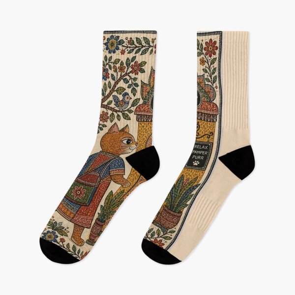 Item preview, Cat Spa & Salon – Pampered Cat Self Care Indian Folk Art designed and sold by HOUSE OF TIST.