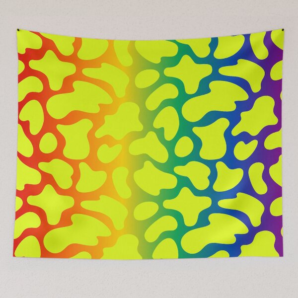Item preview, Modern Graphic Cow Print Pattern | Rainbow & Chartreuse designed and sold by Frohyou.