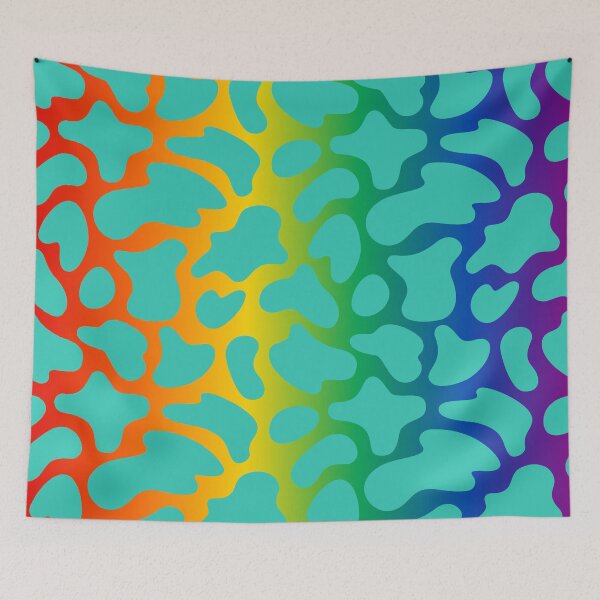 Item preview, Modern Graphic Cow Print Pattern | Rainbow & Teal designed and sold by Frohyou.