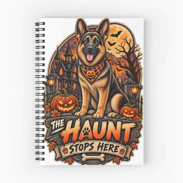 Item preview, The Haunt Stops Here German Shepherd Halloween Guard Dog Shirt designed and sold by KnrNazimTHRE4DS.