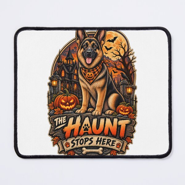 Item preview, The Haunt Stops Here German Shepherd Halloween Guard Dog Shirt designed and sold by KnrNazimTHRE4DS.
