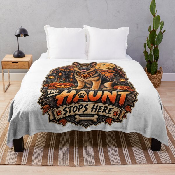 Item preview, The Haunt Stops Here German Shepherd Halloween Guard Dog Shirt designed and sold by KnrNazimTHRE4DS.