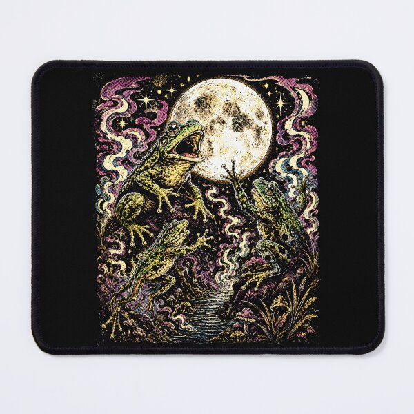 Item preview, Mystical Frogs Under the Full Moon – Gothic Celestial Night designed and sold by SOUFIANE1991.